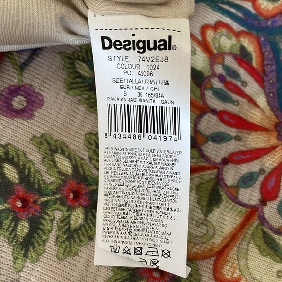 Desigual Colorful Floral Knit Sleeveless Rhinestone Lined Dress Size Small - Picture 10 of 12